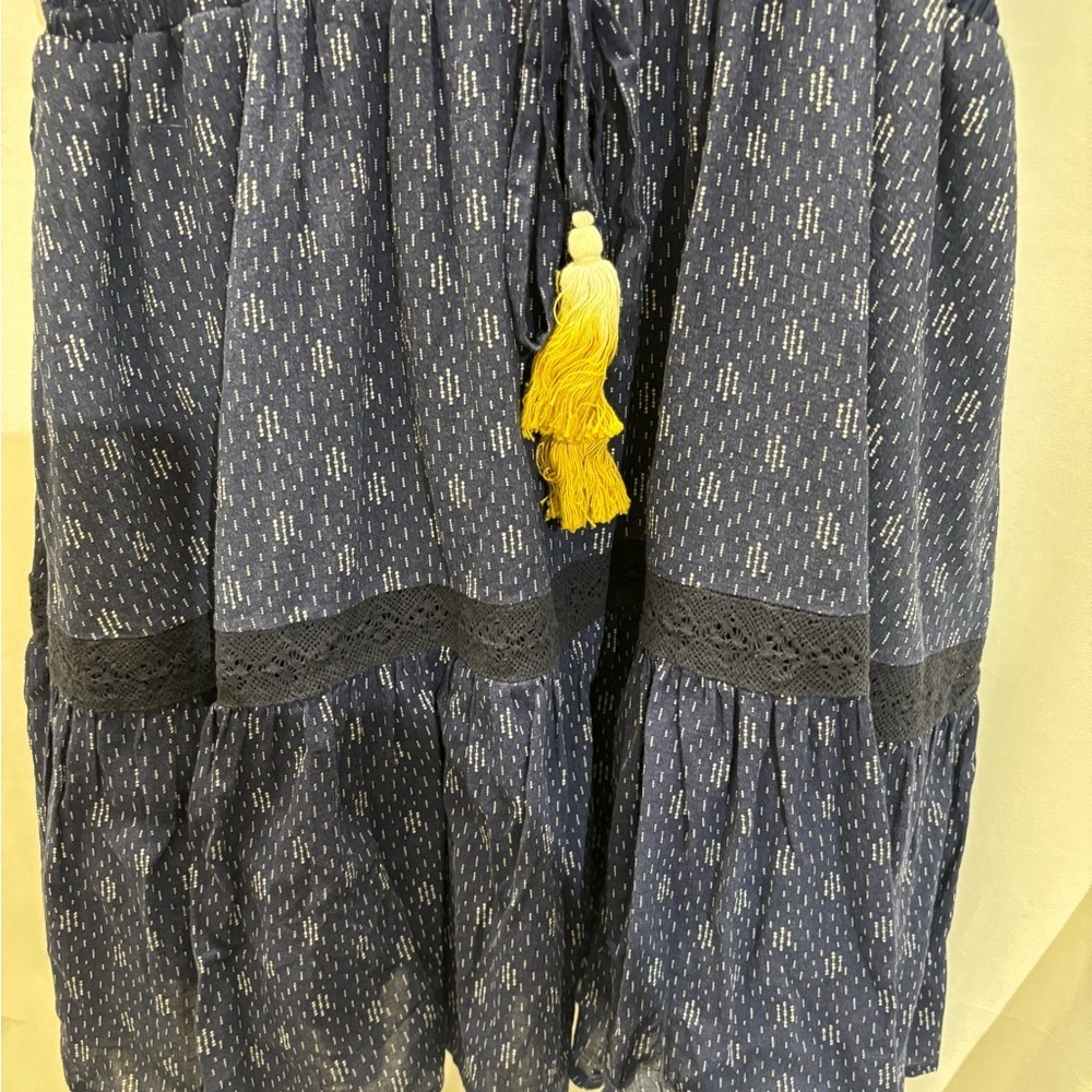 ANTHROPOLOGIE Navy Midi Dress with Tie Waist - Picture 6 of 8